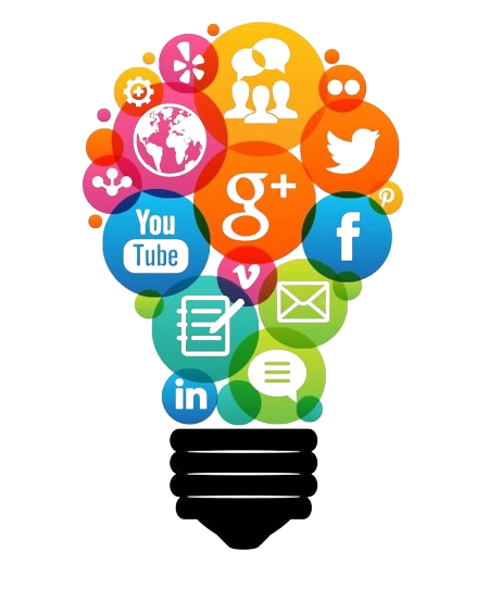 27 DiGi Home 5 Light Bulb Shape Filled With Colorful Icons Representing Various Social Media And IT Technology Symbols