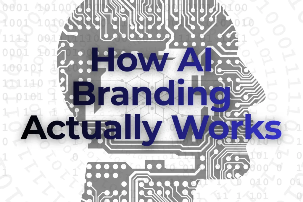 27 DiGi Why Real Humans Still Beat AI? – The Ultimate AI vs Human Branding Showdown 1 An illustration featuring a circuit pattern in the shape of a human head, with the text "How AI Branding Actually Works" prominently displayed. in the ai vs human branding debate.